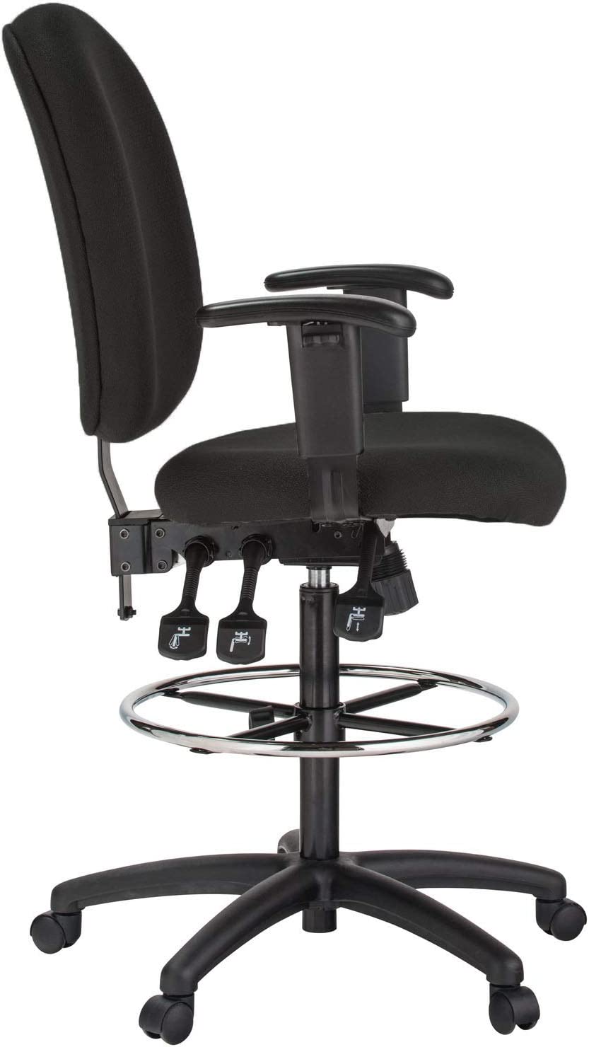 Harwick Extra Tall Ergonomic Drafting Chair - Black Leather