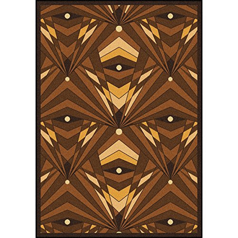 Joy Carpets Any Day Matinee Deco Strobe Theater Area Rugs, 92-Inch by 129-Inch by 0.36-Inch, Brown