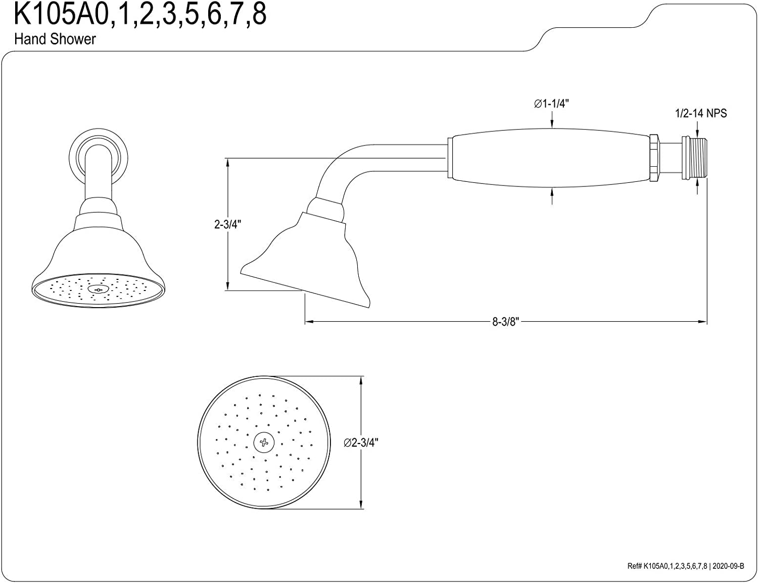 Kingston Brass K105A3 Victorian Hand Shower Head, Antique Brass