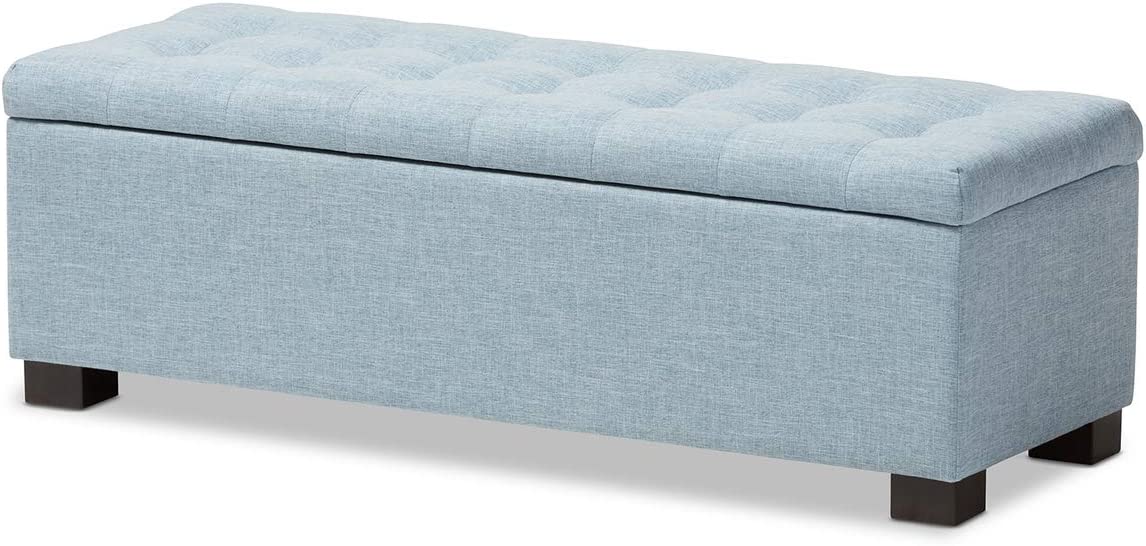 Baxton Studio Roanoke Modern and Contemporary Upholstered Grid-Tufting Storage Ottoman Bench Greyish Beige