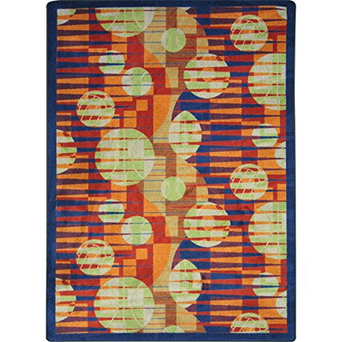 Joy Carpets Sports Fan Keeping Score Area Rugs, 92-Inch by 129-Inch by 0.36-Inch, Red