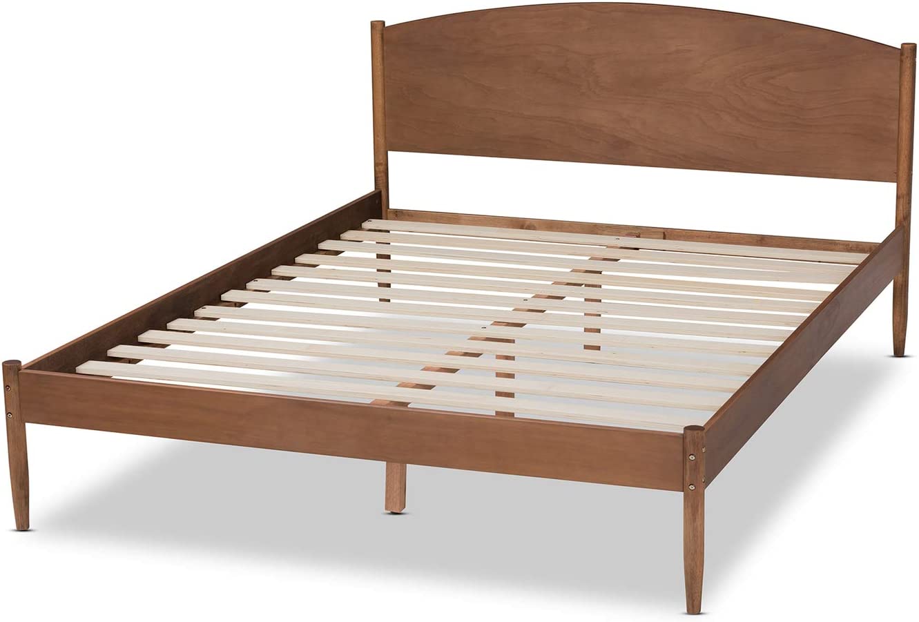 Baxton Studio Leanora Mid-Century Modern Ash Wanut Finished Queen Size Wood Platform Bed