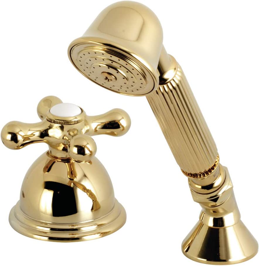 Kingston Brass KSK3352AXTR Deck Mount Hand Shower with Diverter for Roman Tub Faucet, Polished Brass