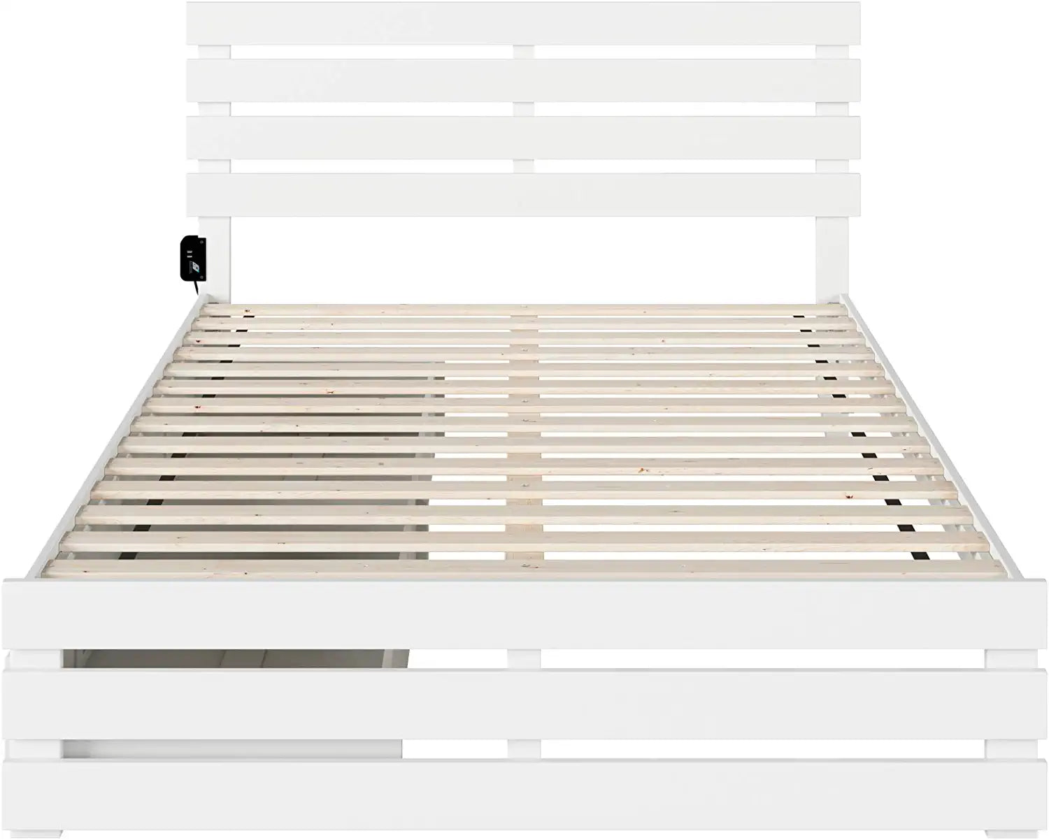 AFI Oxford Bed with Footboard and USB Turbo Charger with 2 Extra Long Drawers, Queen, White