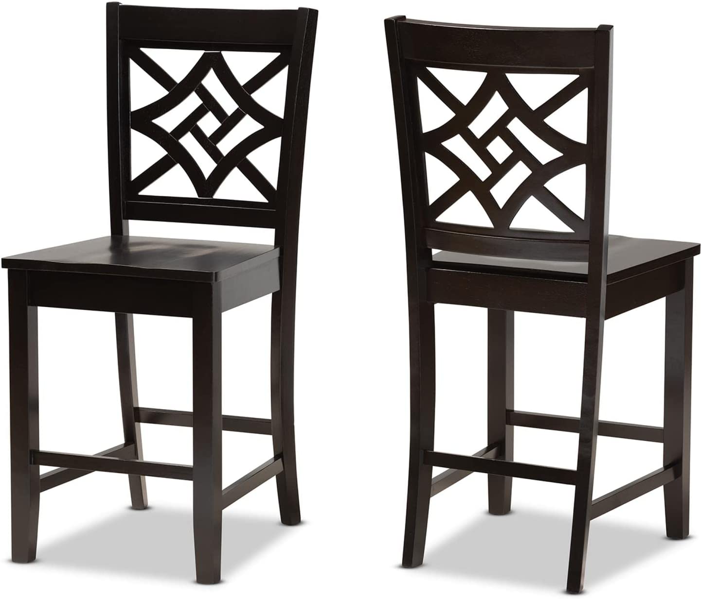 Baxton Studio Nicolette Modern and Contemporary Transitional Dark Brown Finished Wood 2-Piece Counter Stool Set