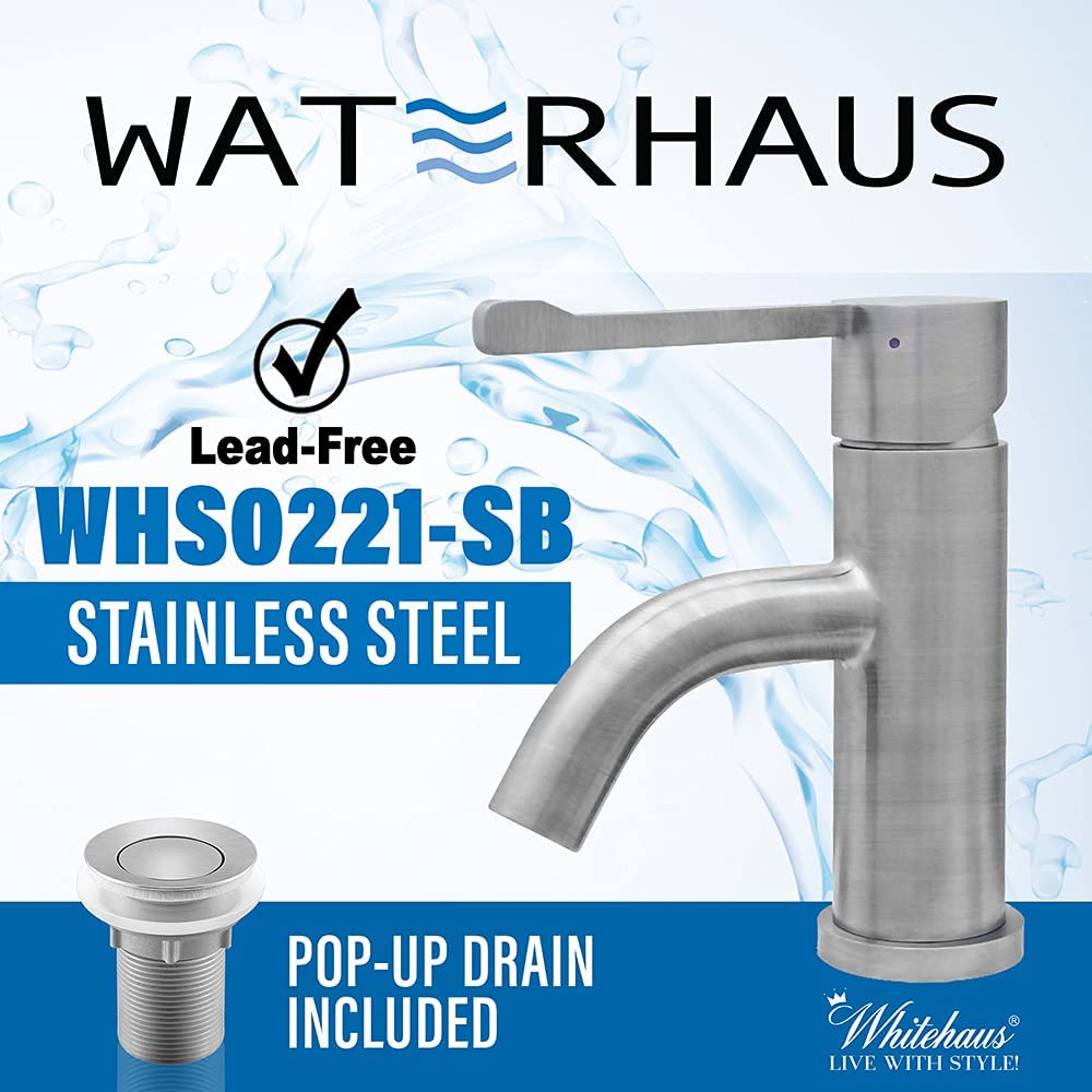 Whitehaus Collection WHS0221-SB-BSS Single Hole Single Lever Bath Faucet, Brushed Stainless Steel