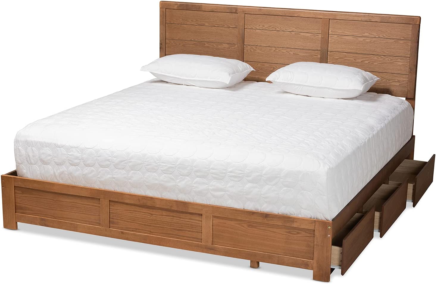 Baxton Studio Lisa Modern and Contemporary Transitional Ash Walnut Brown Finished Wood King Size 3-Drawer Platform Storage Bed