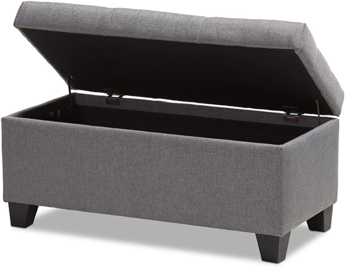 Baxton Studio Michaela Modern and Contemporary Grey Fabric Upholstered Storage Ottoman