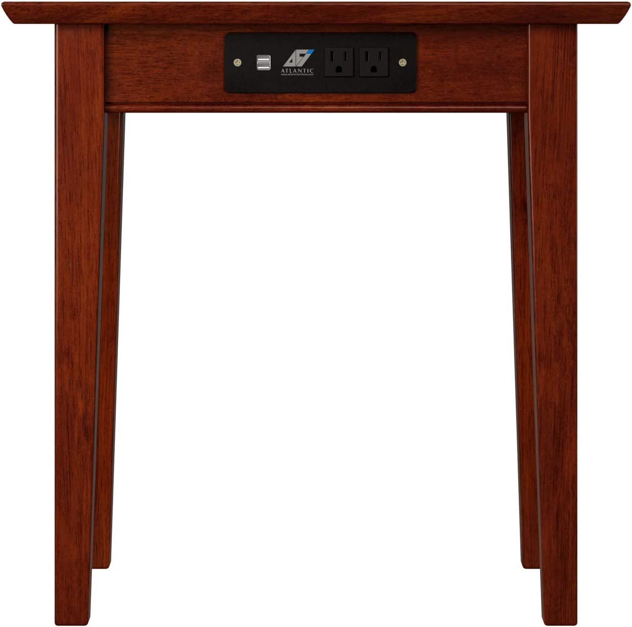AFI Shaker Chair Side Table with Charging Station, Walnut, (22&#34; x 14&#34;)