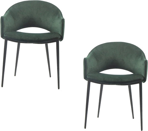 Puff Paste Harmony Green Upholstery Dining Chair with Conic Legs (Set of 2)