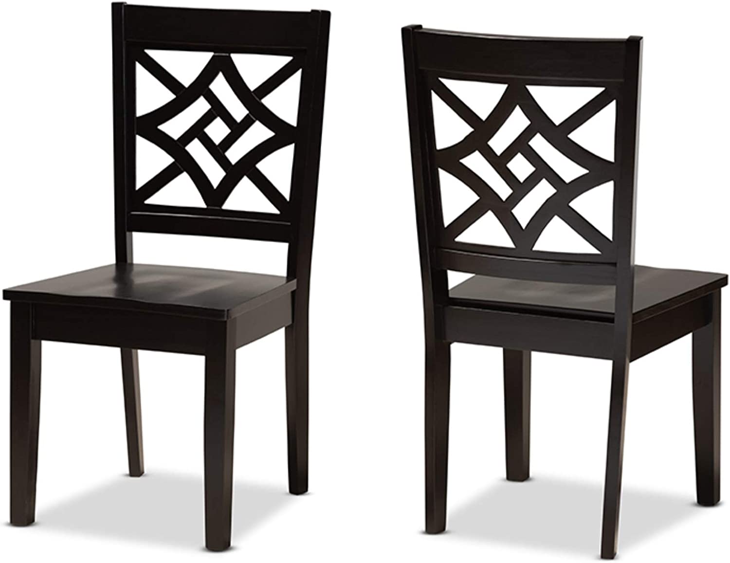 Baxton Studio Nicolette Modern and Contemporary Dark Brown Finished Wood 2-Piece Dining Chair Set