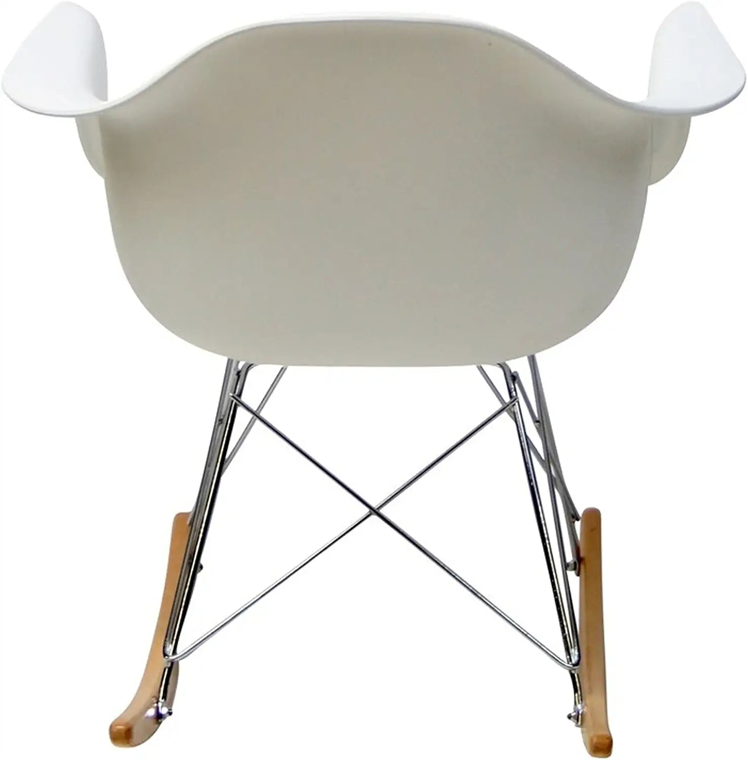 Modway Mid-Century Modern Molded Plastic Kid&#39;s Size Lounge Chair Rocker in White
