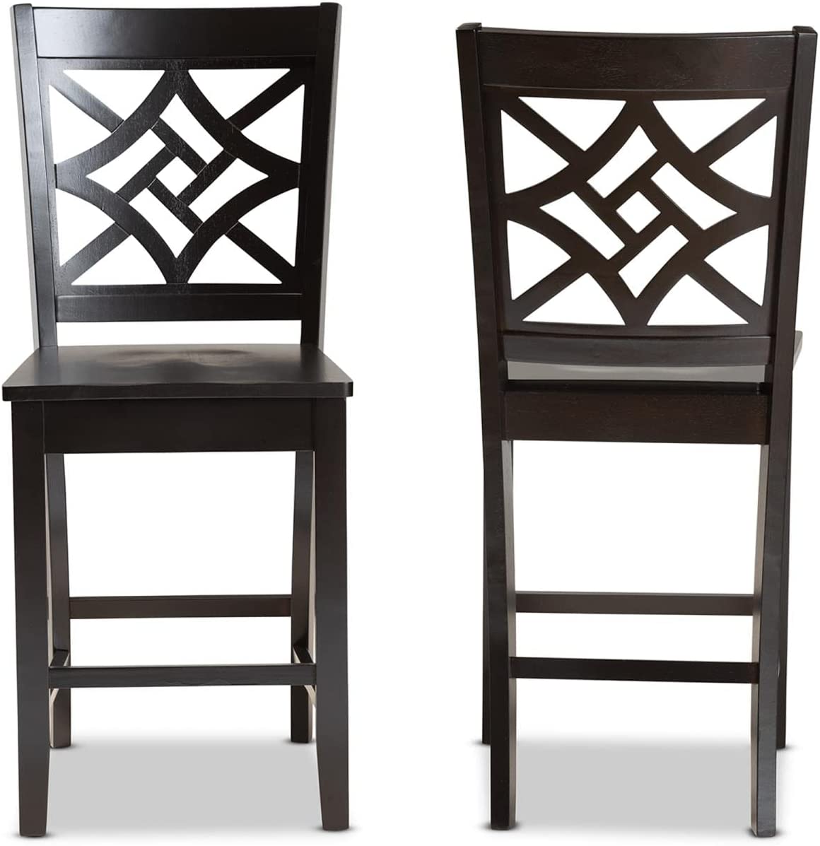 Baxton Studio Nicolette Modern and Contemporary Transitional Dark Brown Finished Wood 2-Piece Counter Stool Set