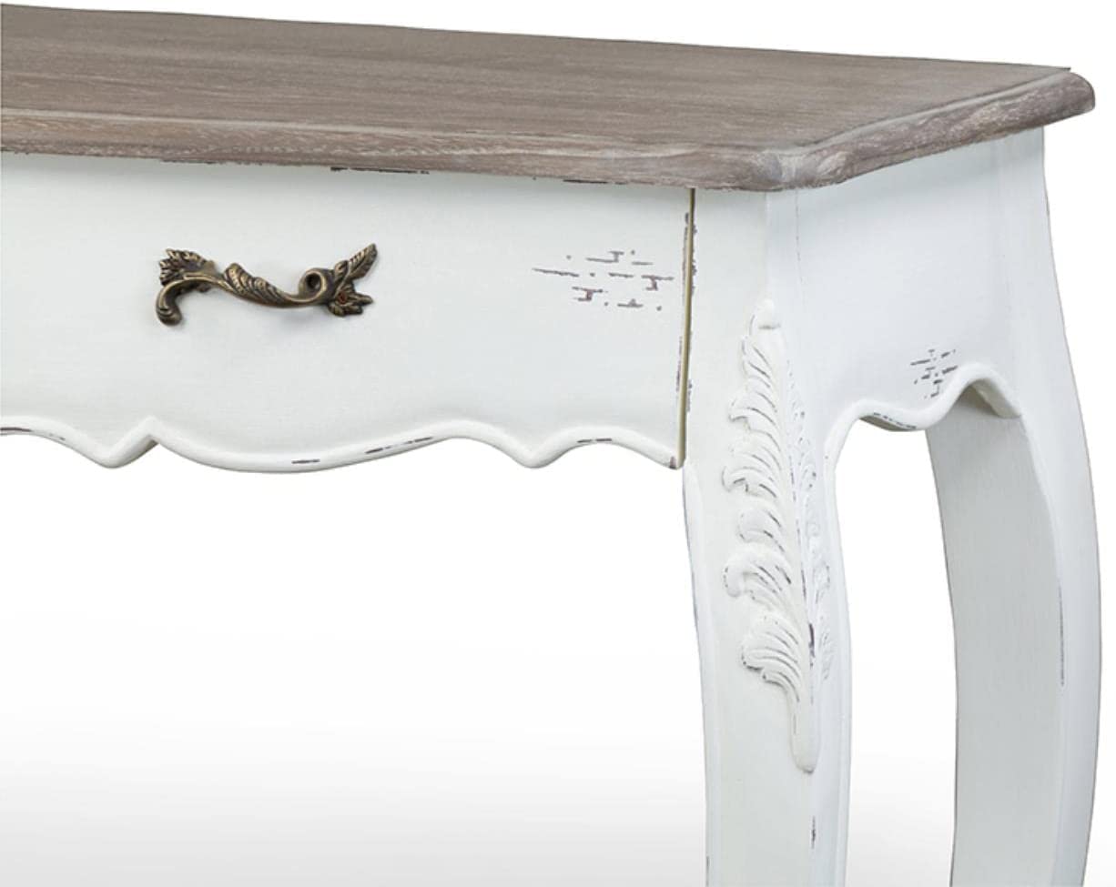Baxton Studio Bourbonnais Wood Traditional French Console Table, 35.5&#34; x 45.6&#34; x 13.88&#34;, White