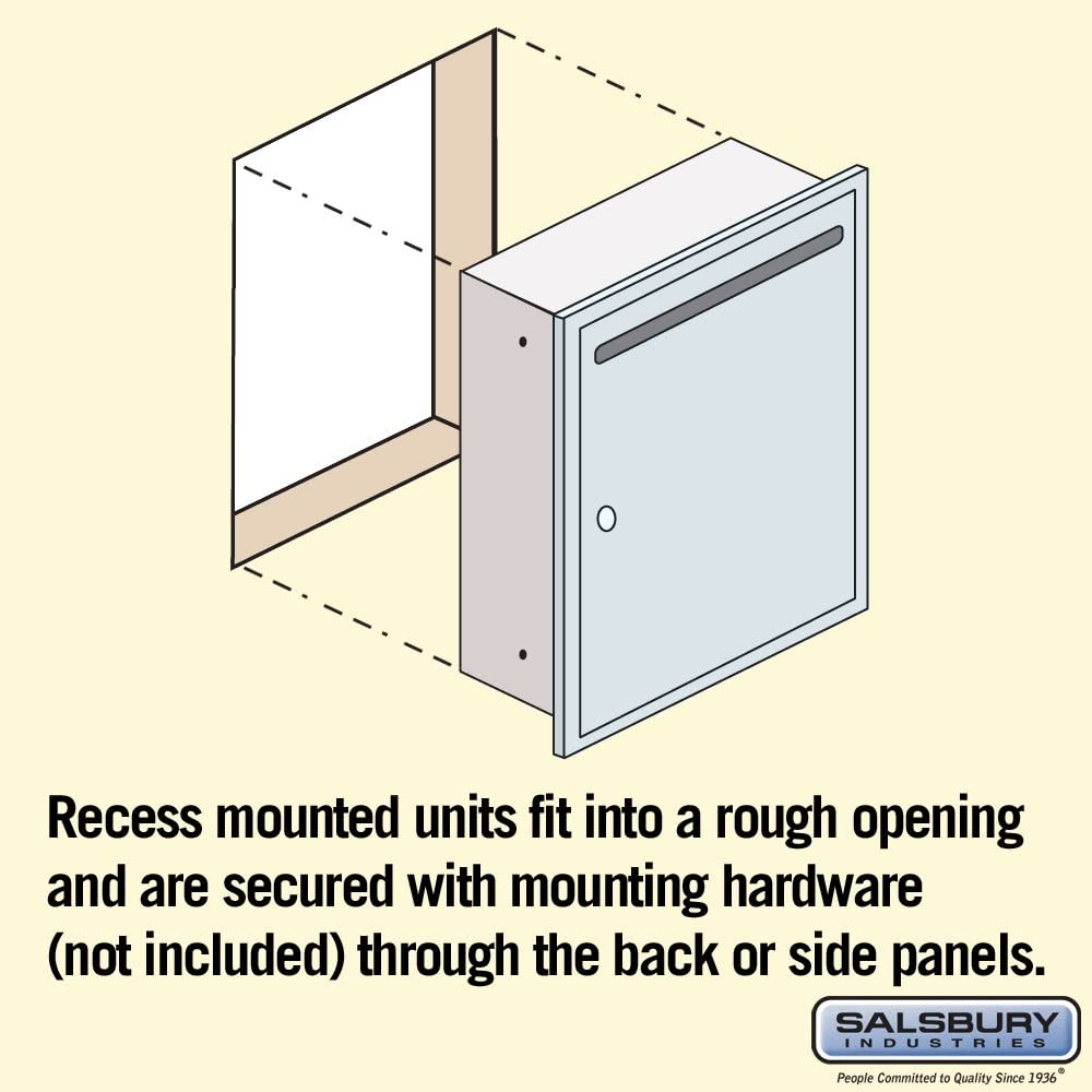 Salsbury Industries 2245AP Standard Recessed Mounted Letter Box with Commercial Lock, Private Access, Aluminum