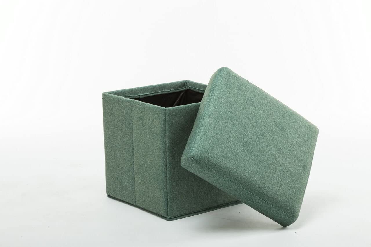 Boraam Upholstered Folding Storage Ottoman, Green