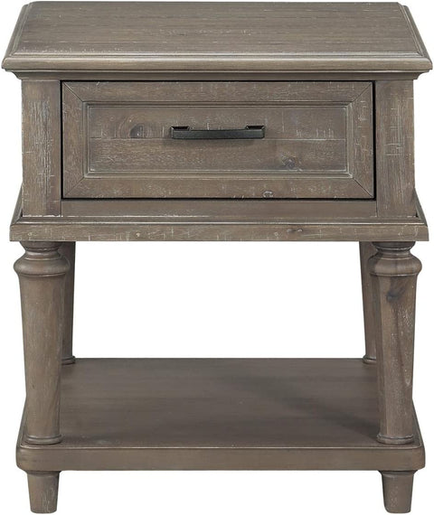 Karren 24 in. Driftwood Light Brown Rectangular Wood End Table with Drawer