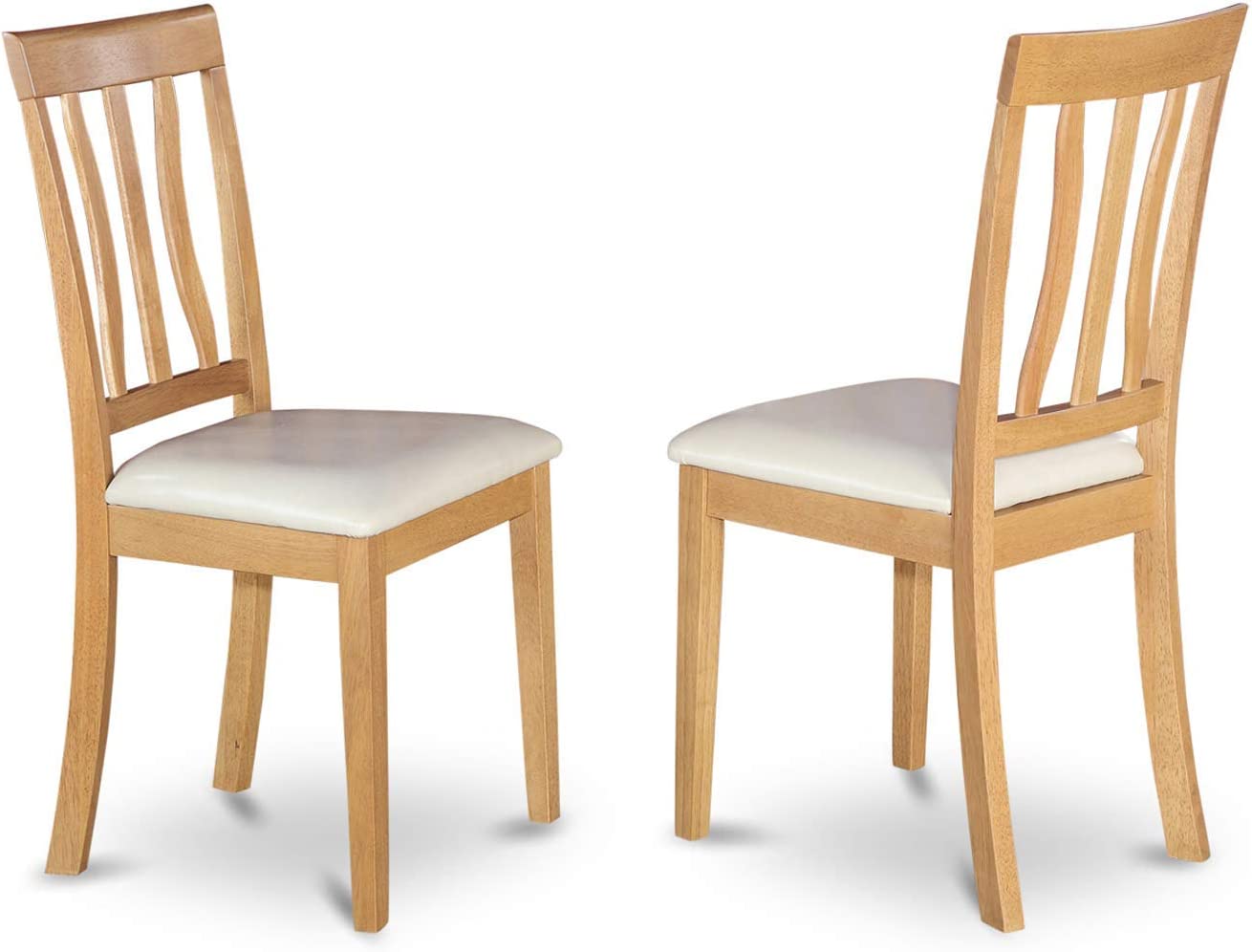 East West Furniture Antique Wooden Dining Chairs Wooden Seat and Buttermilk Hardwood Frame Kitchen Dining Chair Set of 2