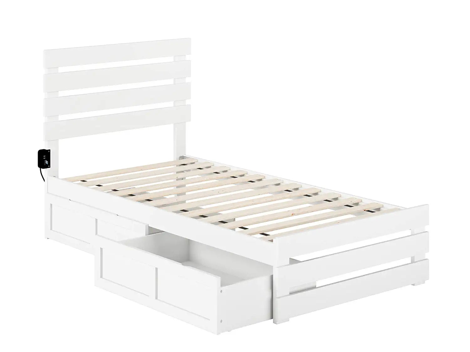 AFI Oxford Island Footboard and Turbo Charger with Bed Drawers, Twin, White