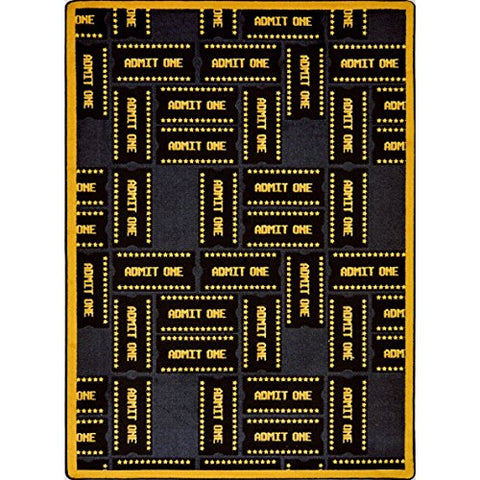 Joy Carpets Any Day Matinee Admit One Theater Area Rugs, 64-Inch by 92-Inch by 0.36-Inch, Black