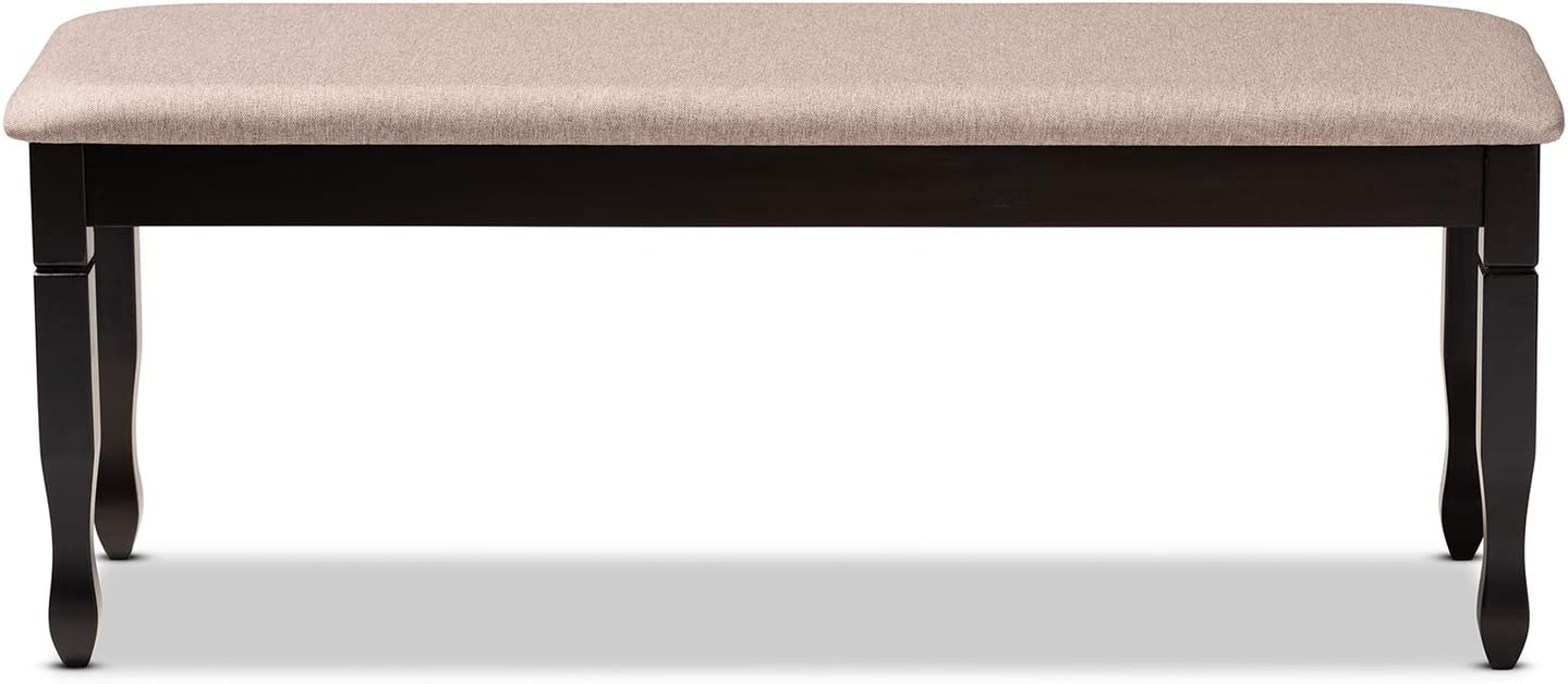 Baxton Studio Corey Modern and Contemporary Sand Fabric Upholstered and Dark Brown Finished Wood Dining Bench