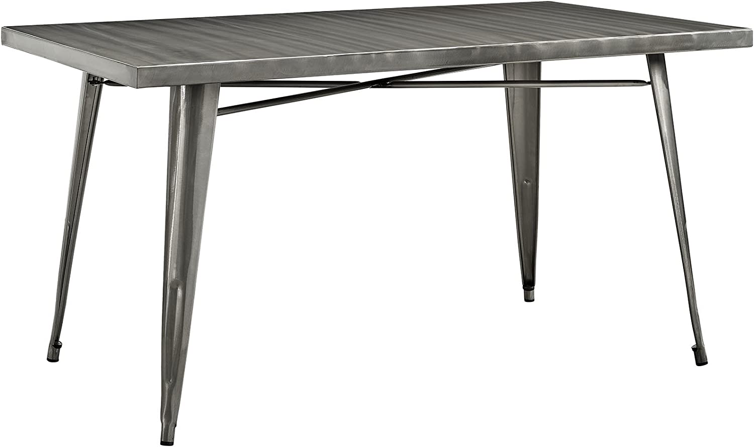 Modway Alacrity 60&#34; Rustic Modern Farmhouse Stainless Steel Metal Rectangle Dining Table in Gunmetal