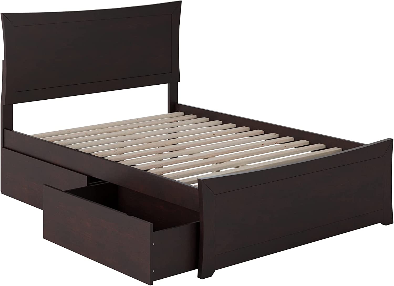 Metro Full Platform Bed with Matching Footboard and Turbo Charger with Urban Bed Drawers in Espresso