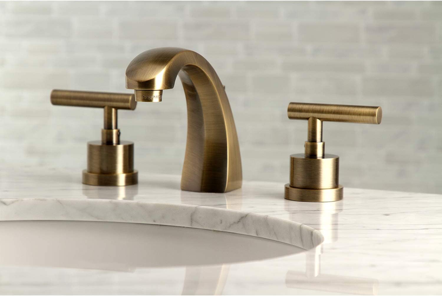 Kingston Brass KS4983CML Manhattan 8&#34; Widespread Bathroom Faucet, Antique Brass