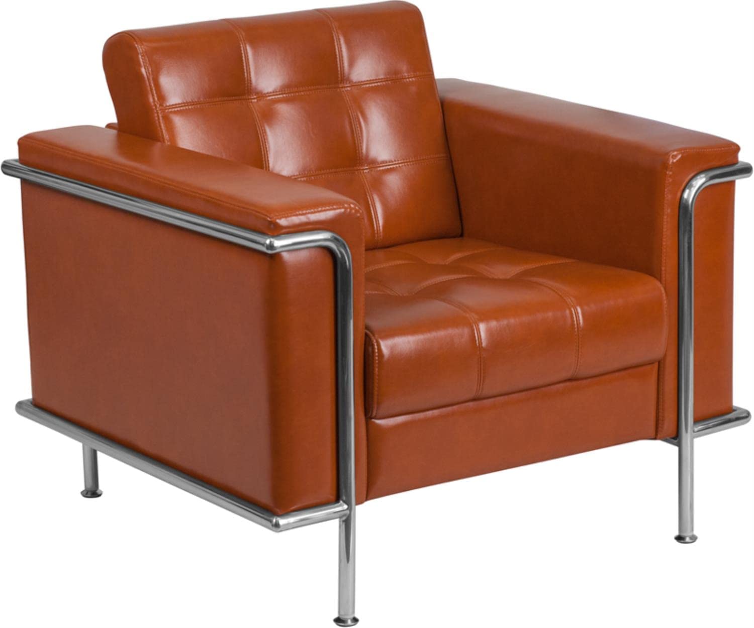 Flash Furniture HERCULES Lesley Series Contemporary Cognac LeatherSoft Chair with Encasing Frame