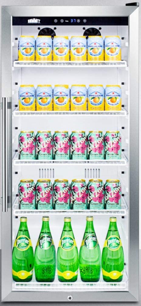 Summit Appliance SCR1006 Commercial Glass Door 22&#34; Wide Beverage Merchandiser Designed for the Display and Refrigeration of Beverages and Sealed Food, Digital Controls, LED Lighting and White Cabinet