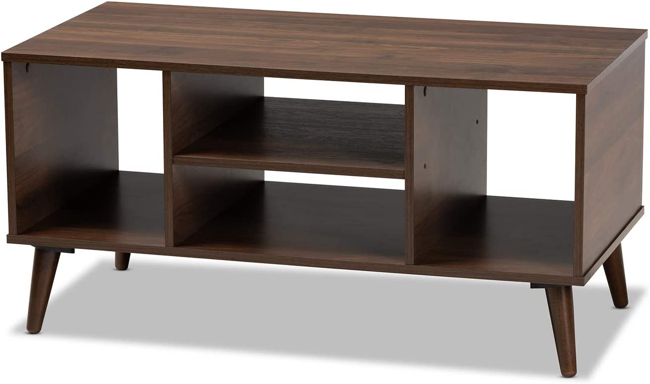 Baxton Studio Linas Mid-Century Modern Walnut Finished Coffee Table