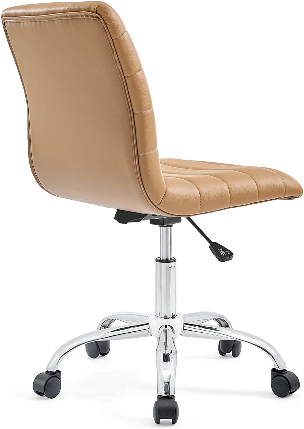 Modway Ripple Ribbed Armless Mid Back Swivel Computer Desk Office Chair In Tan