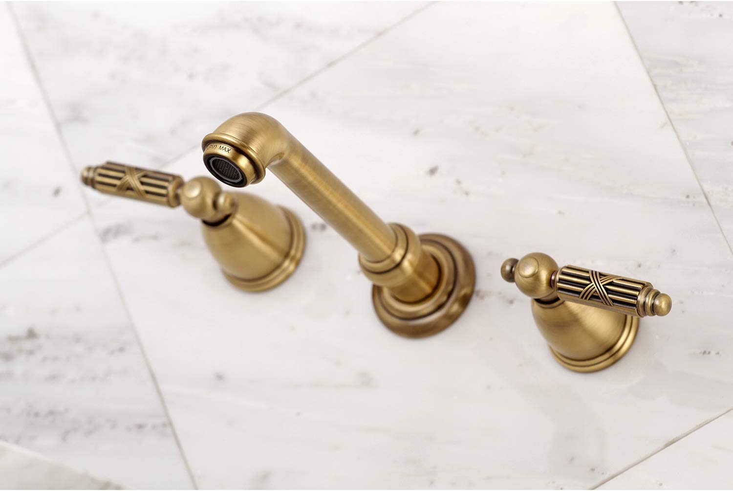 Kingston Brass KS7123GL 8-Inch Center Wall Mount Bathroom Faucet, Antique Brass