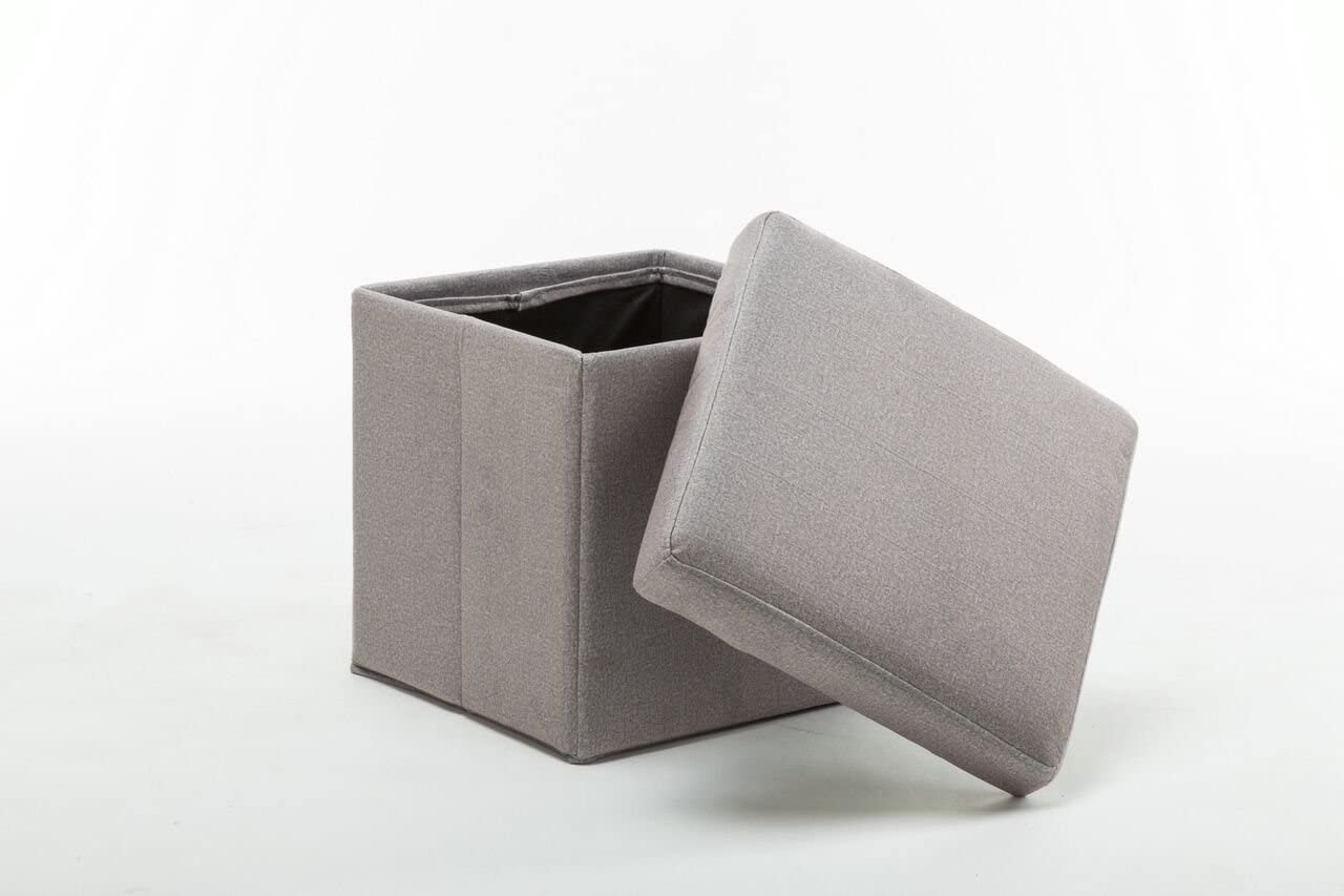 Boraam Upholstered Folding Storage Ottoman, Gray