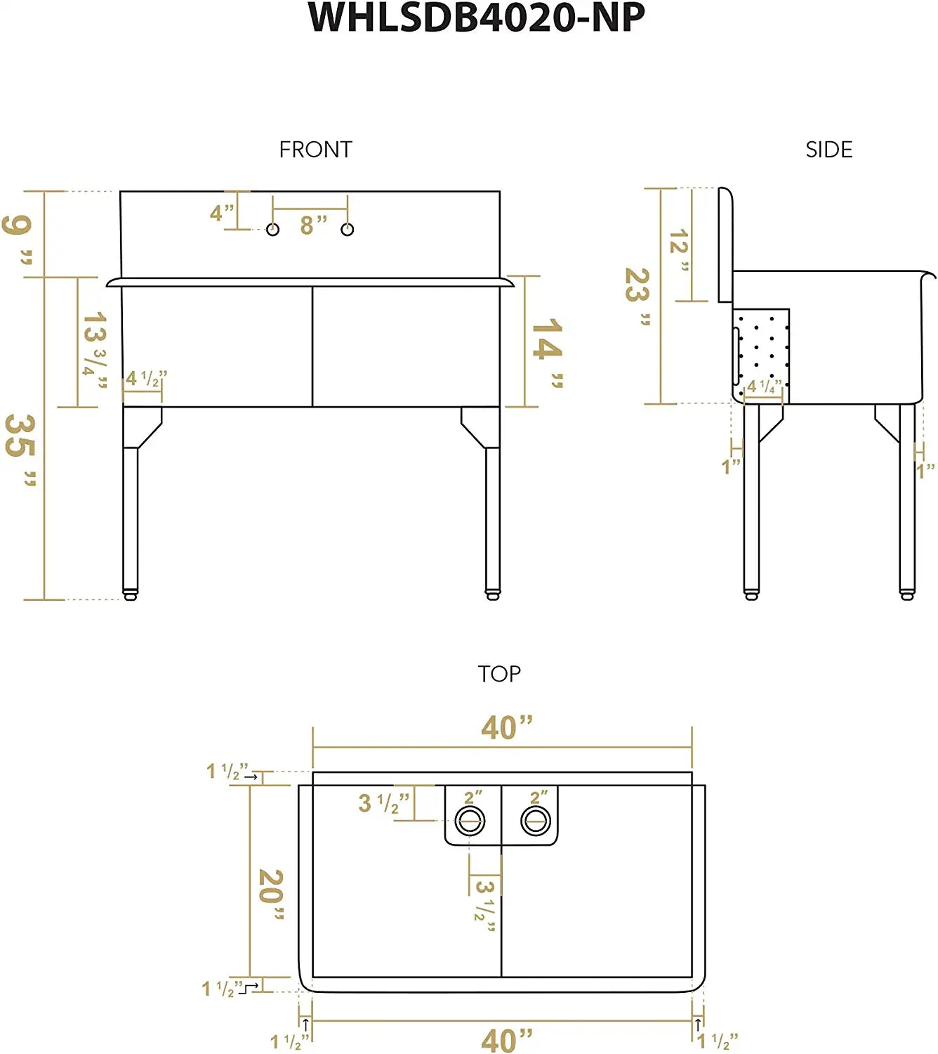 Pearlhaus Double Bowl Freestanding Utility Sink