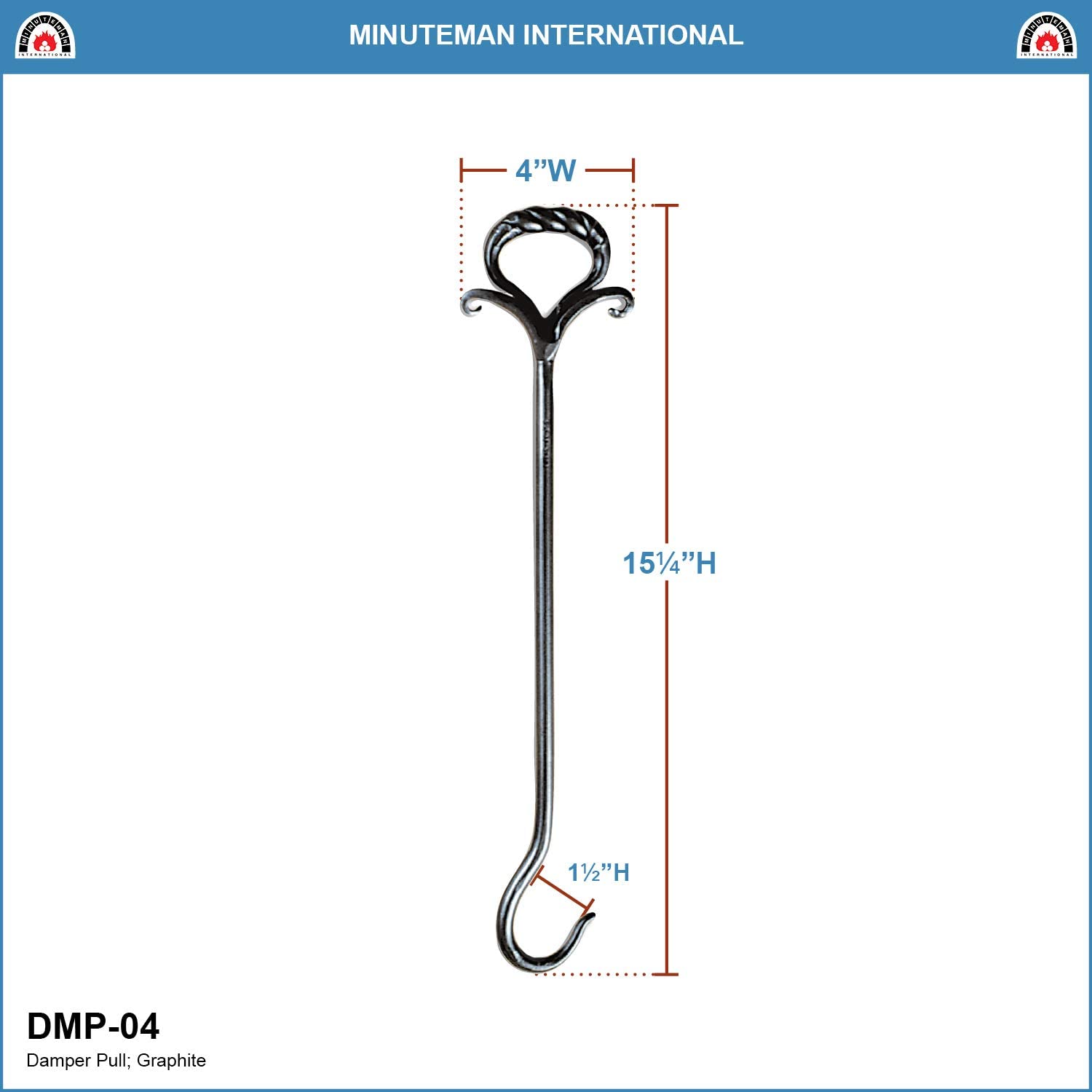 Minuteman International Wrought Iron Damper Pull, Graphite