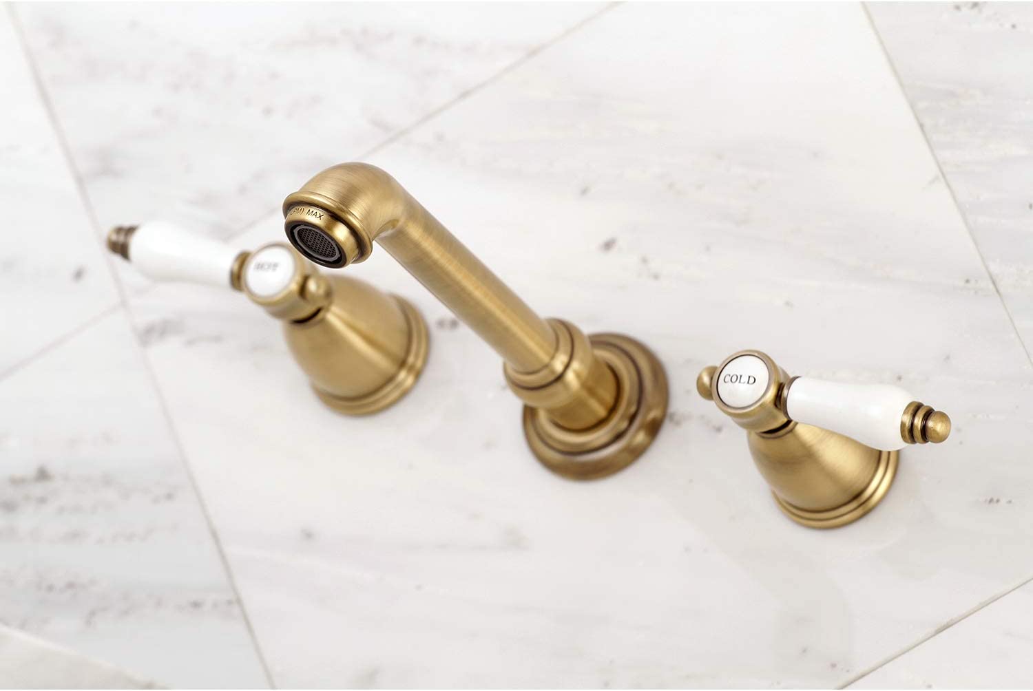 Kingston Brass KS7123BPL 8-Inch Center Wall Mount Bathroom Faucet, Antique Brass