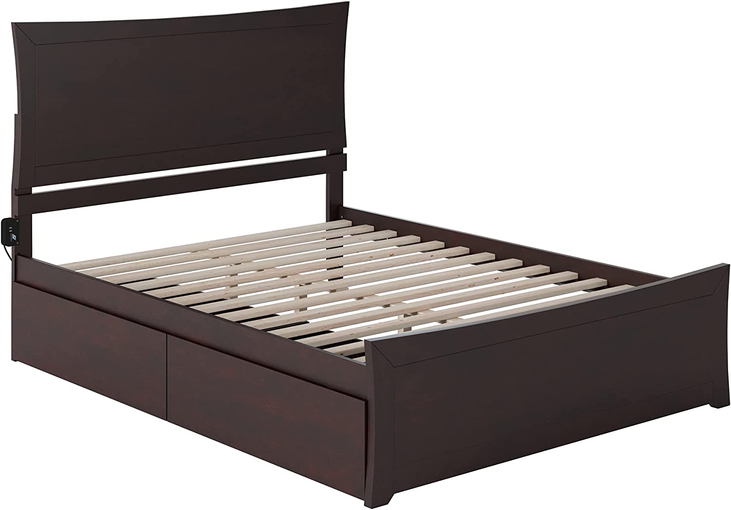 Metro Queen Platform Bed with Matching Footboard and Turbo Charger with Urban Bed Drawers in Espresso