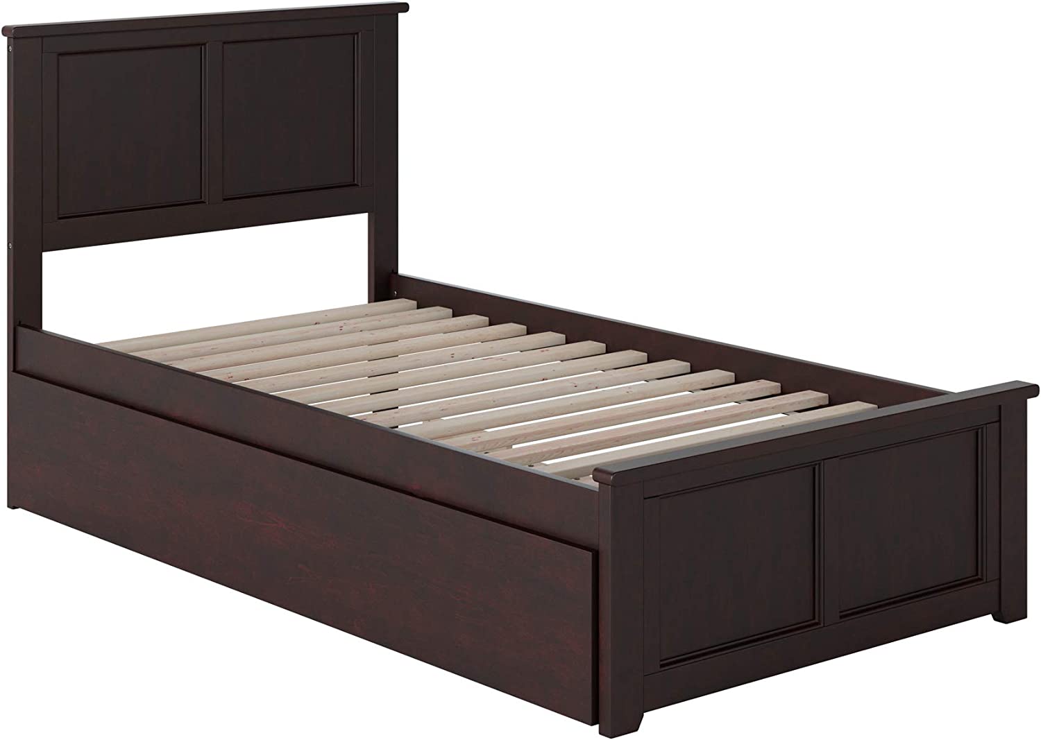 AFI Madison Platform Bed with Matching Footboard and Turbo Charger with Twin Extra Long Trundle, XL, Espresso