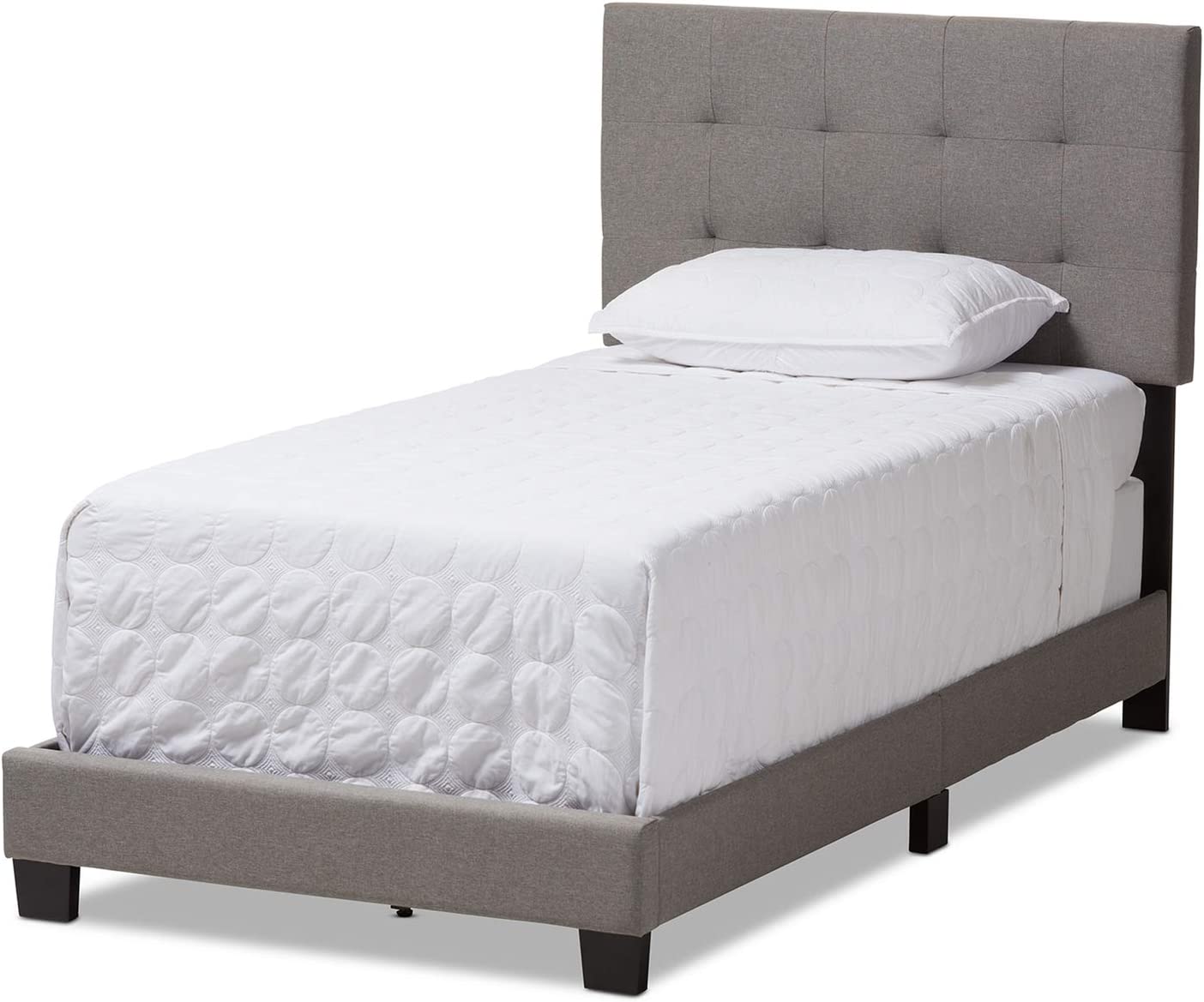 Baxton Studio Brookfield Twin Size Bed/Gray/Contemporary/Fabric Polyester 100%&#34;/MDF/Foam