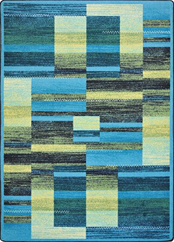 Joy Carpets Kid Essentials Boomblox Teen Area Rugs, 92-Inch by 129-Inch by 0.36-Inch, Teal