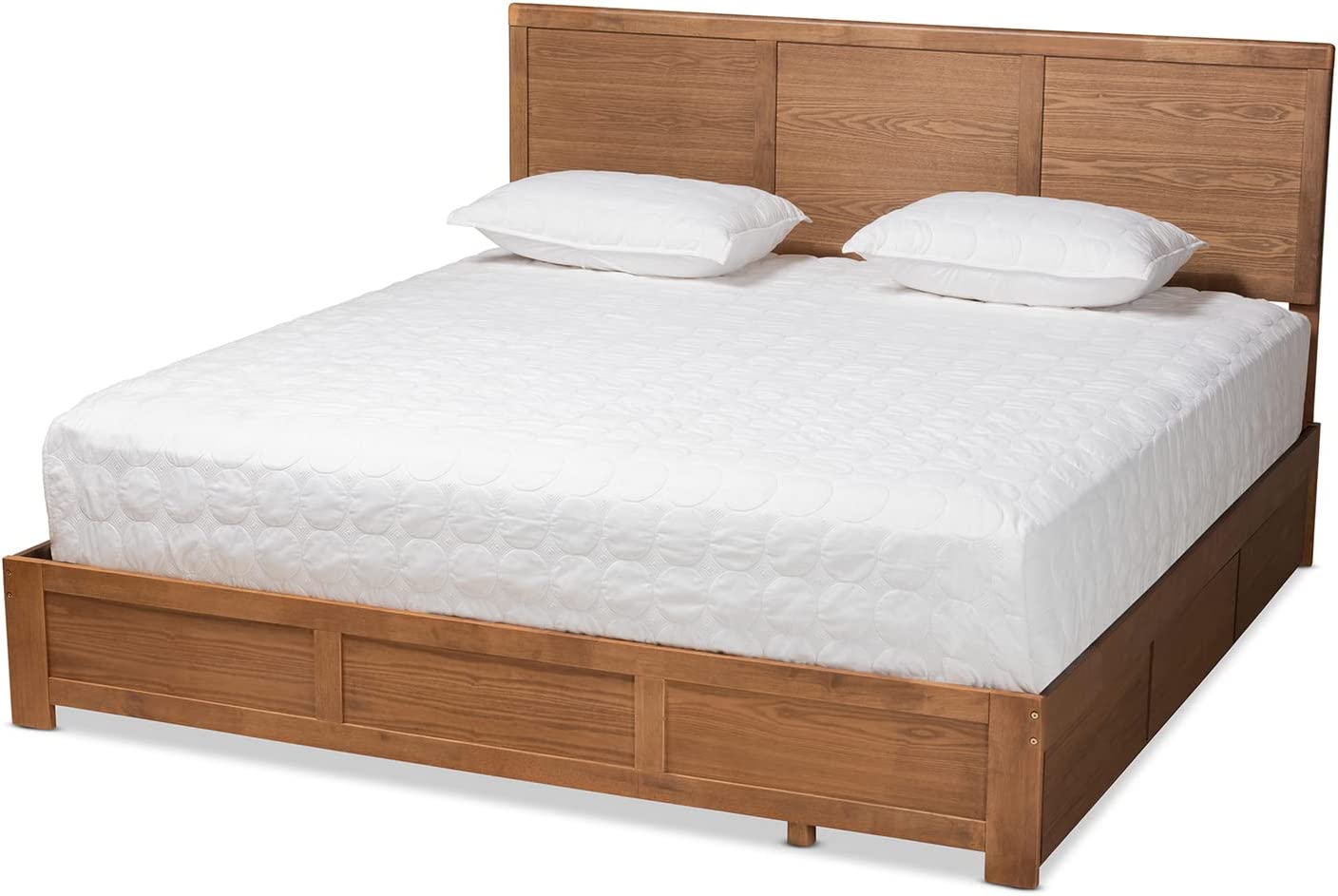 Baxton Studio Aras Modern and Contemporary Transitional Ash Walnut Brown Finished Wood King Size 3-Drawer Platform Storage Bed