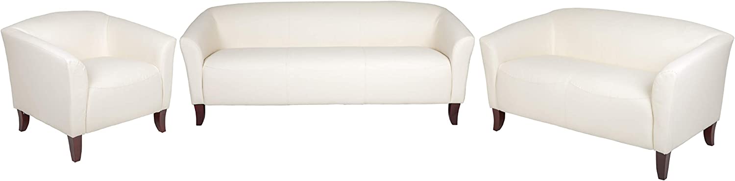 Flash Furniture HERCULES Imperial Series Reception Set in Ivory LeatherSoft
