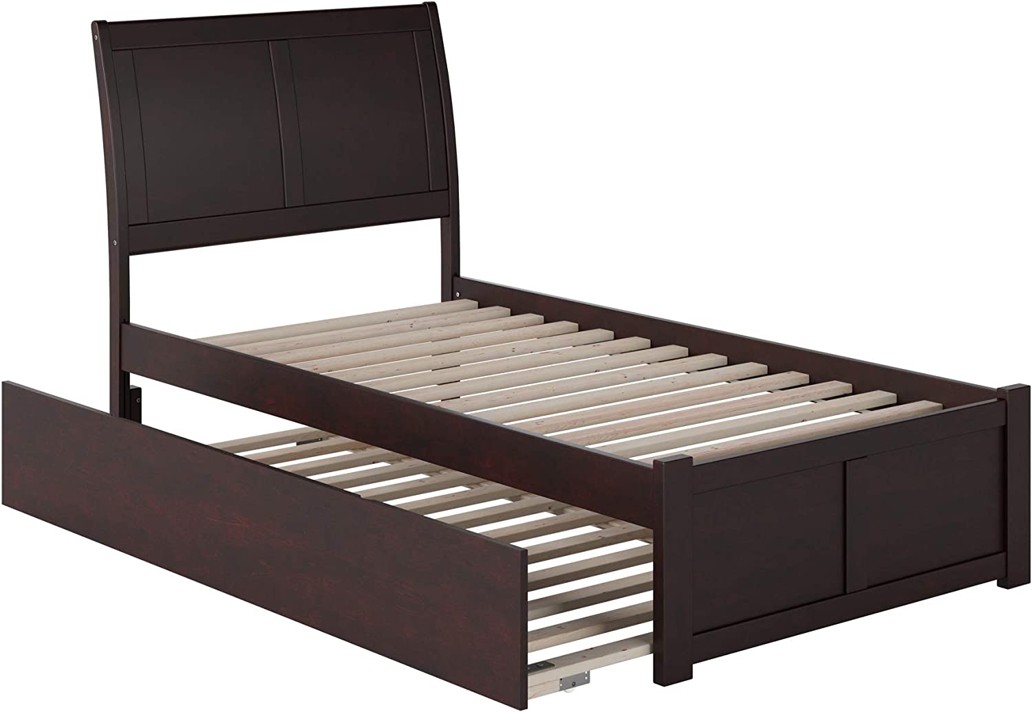 AFI Portland Platform Bed with Footboard and Turbo Charger with Twin Extra Long Trundle, XL, Espresso