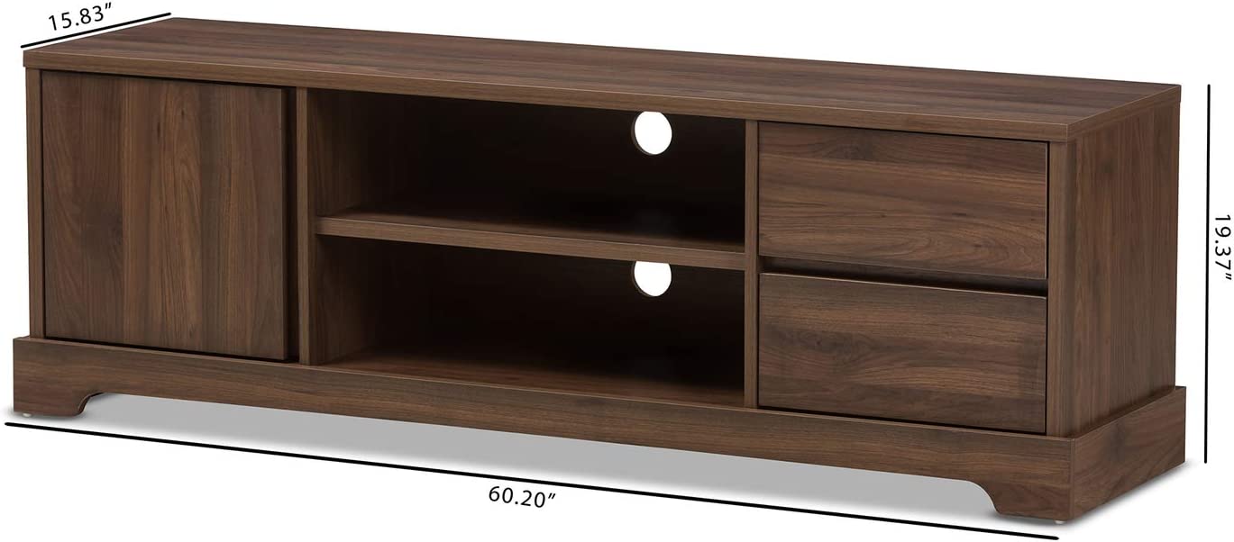 Baxton Studio Burnwood 59&#34; TV Stand in Brown