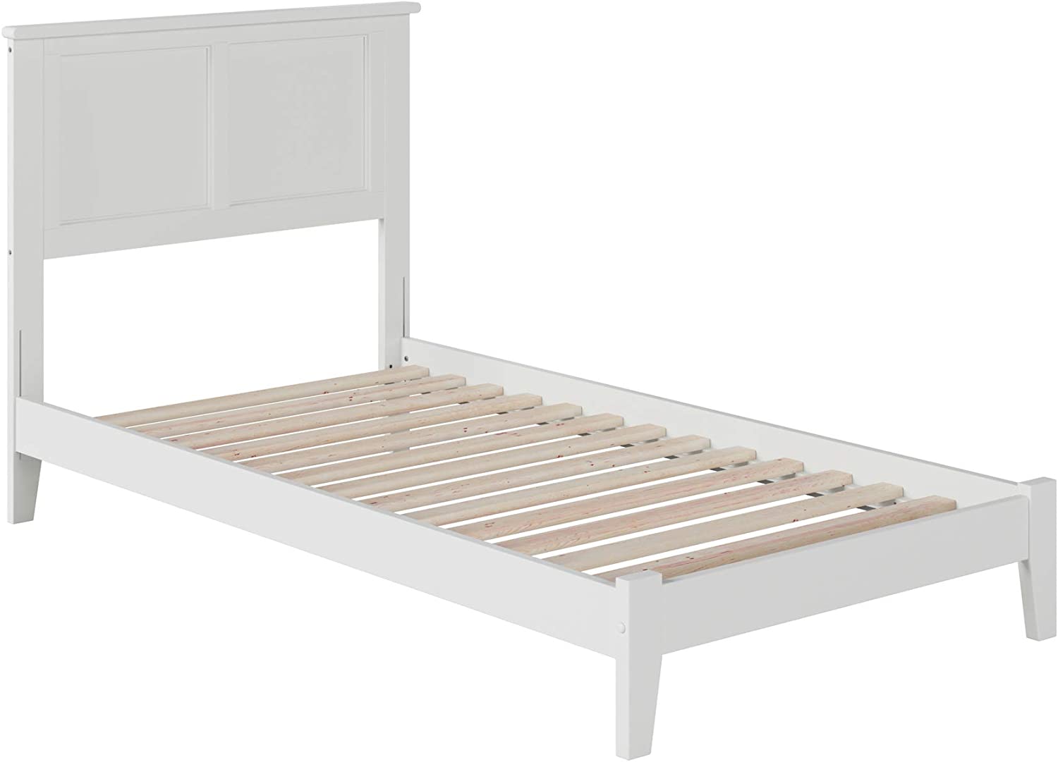 Madison Twin Platform Bed with Open Footboard and Turbo Charger in White