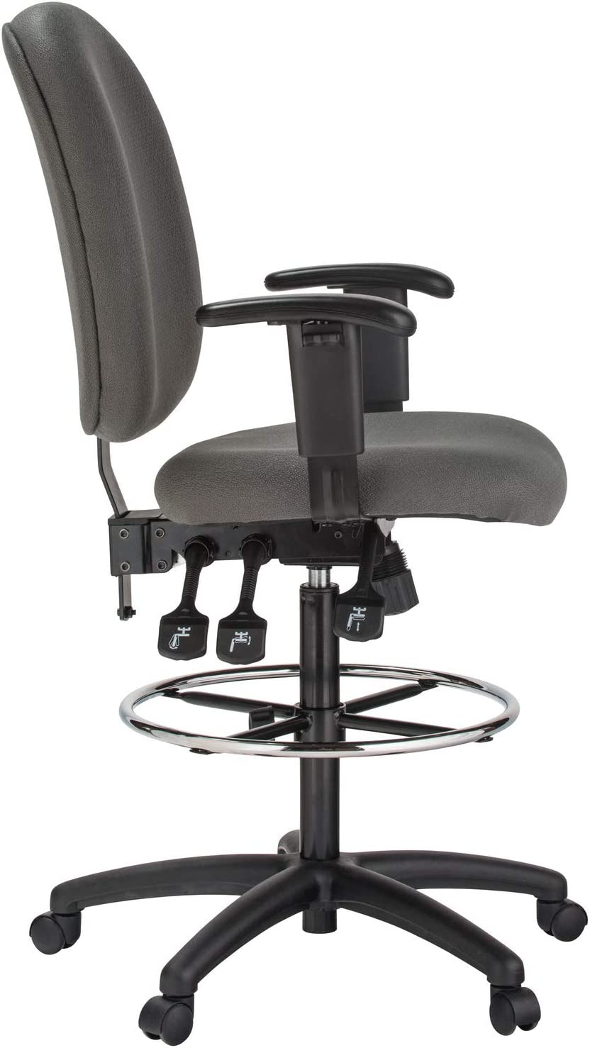 Harwick Extra Tall Ergonomic Drafting Chair - Black Leather