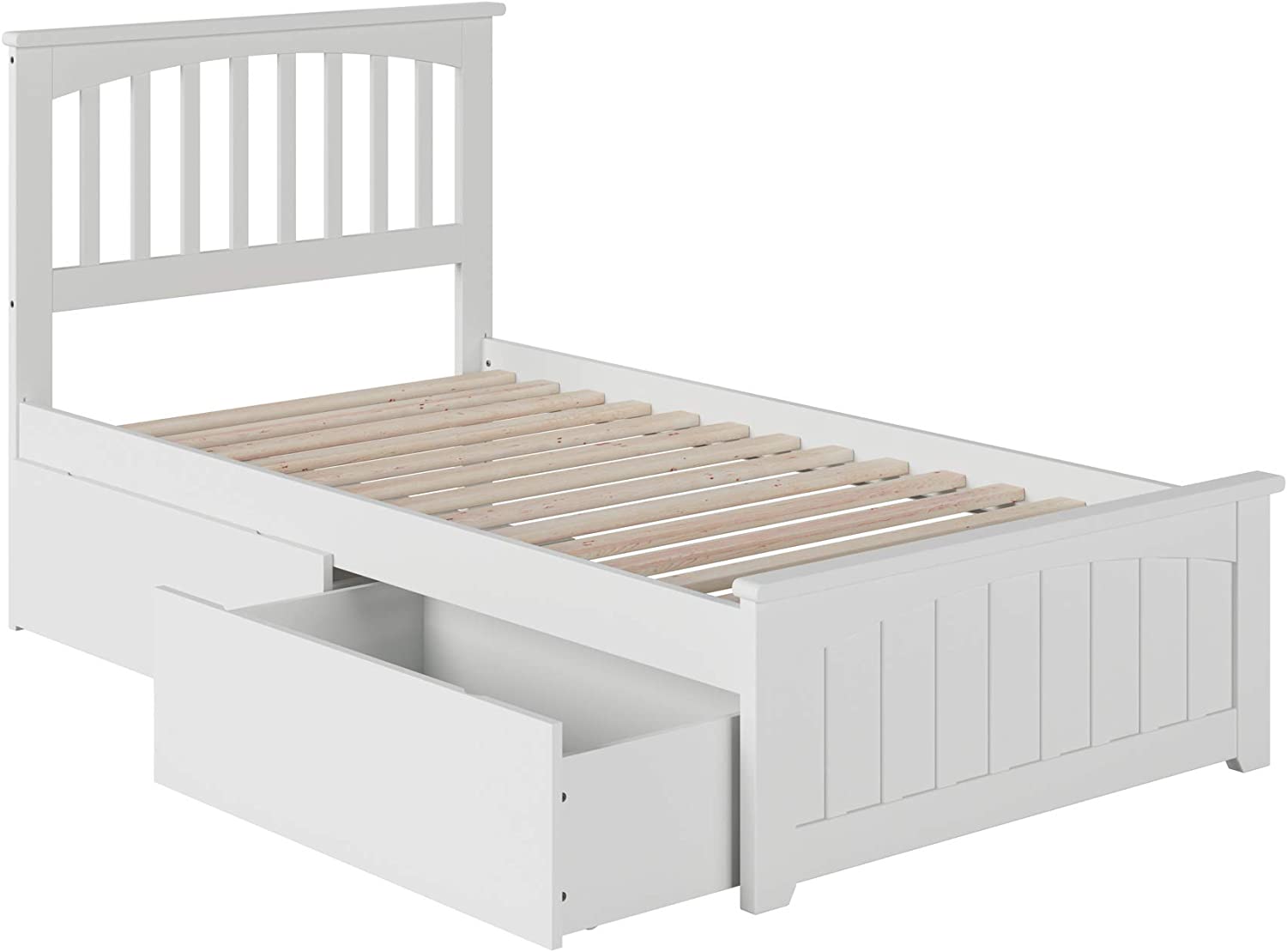 AFI Mission Platform Matching Footboard and Turbo Charger with Urban Bed Drawers, Twin X-Large, White