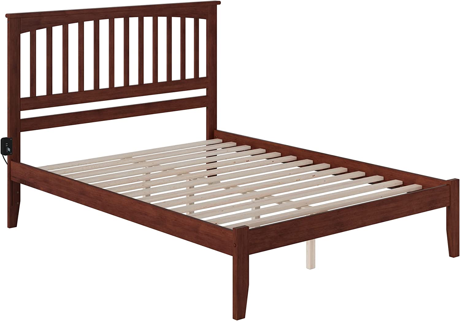 AFI Mission Platform Bed with Open Footboard and Turbo Charger, Queen, Walnut