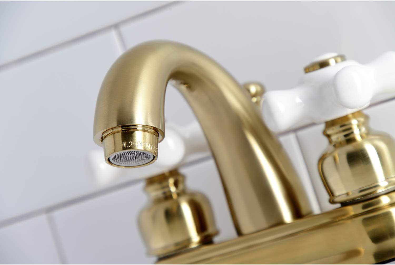 Kingston Brass KB5617PX Restoration 4-Inch Centerset Bathroom Faucet, Brushed Brass